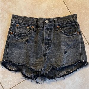 Levi’s Distressed Black Denim Shorts